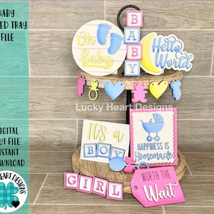 Baby Tiered Tray File SVG, Baby Shower Tier Tray, Glowforge Laser, LuckyHeartDesignsCo