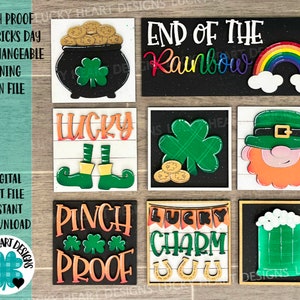 Pinch Proof St.Patrick's Day Interchangeable Leaning Sign File, Glowforge Leprechaun, LuckyHeartDesignsCo