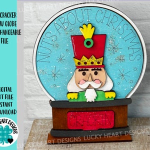 Arquivo intercambiável de globo de neve quebra-nozes SVG, Glowforge, bandeja em camadas de Natal LuckyHeartDesignsCo