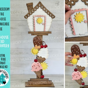 Summer Icecream for the Birdhouse Interchangeable File SVG, Ice Cream, Glowforge, Summer, Popsicle, Seasonal, Holiday, LuckyHeartDesignsCo