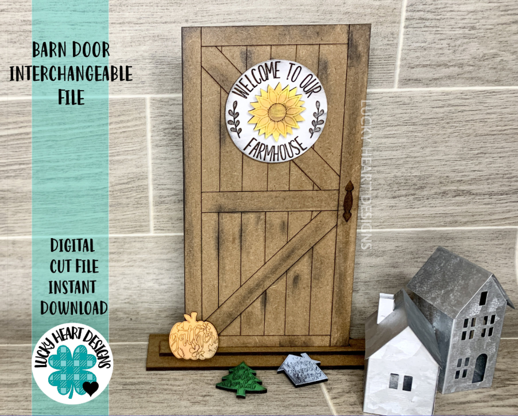 Barn Door Interchangeable Sign File SVG, Home Sign Glowforge, LuckyHe…