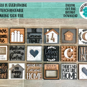 Family Is Everything Interchangeable Leaning Sign File SVG, Glowforge Tiered Tray, LuckyHeartDesignsCo