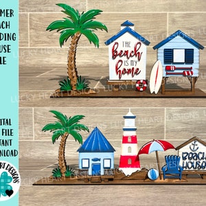 Summer Beach Standing Houses File SVG, Glowforge Lighthouse, LuckyHeartDesignsCo