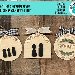 Enkel Großeltern Weihnachten Ornament Datei SVG, Familie, personalisiert, Datei SVG, Glowforge, LuckyHeartDesignsCo