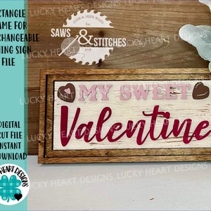 Rechteckiger Rahmen für austauschbare schiefe Schilddatei, Glowforge, LuckyHeartDesignsCo