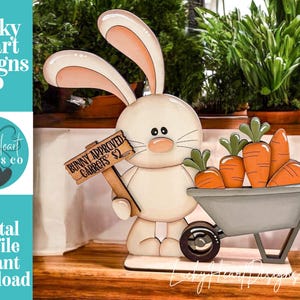 Floppy Easter Bunny Carrots Wheelbarrow Standing File SVG, Glowforge, Tiered Tray, Egg, Basket, Egg Hunt, LuckyHeartDesignsCo