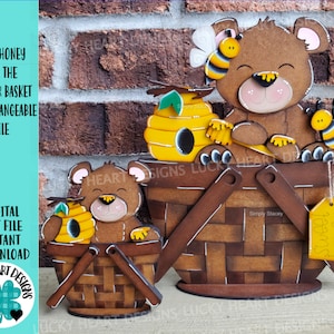 Beer honing voor de bloemenmand verwisselbaar bestand SVG, Bee, originele en kleine zomer, gelaagde lade, Glowforge, LuckyHeartDesignsCo