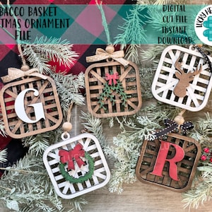 Tobacco Basket Christmas Ornament File SVG, Glowforge, LuckyHeartDesignsCo
