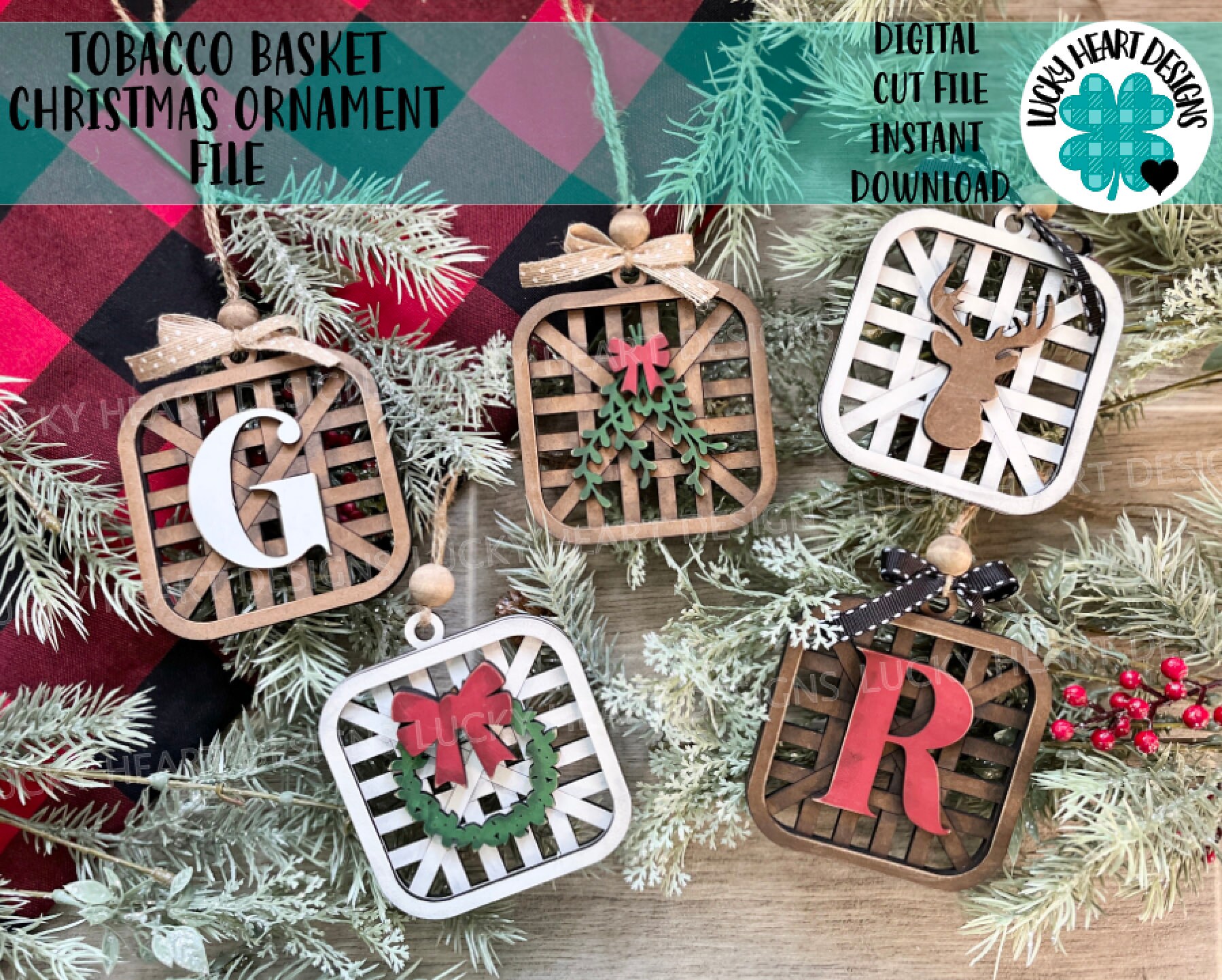 tobacco basket ornaments Tobacco Basket Christmas Ornament File SVG, Glowforge, Luckyheartdesignsco