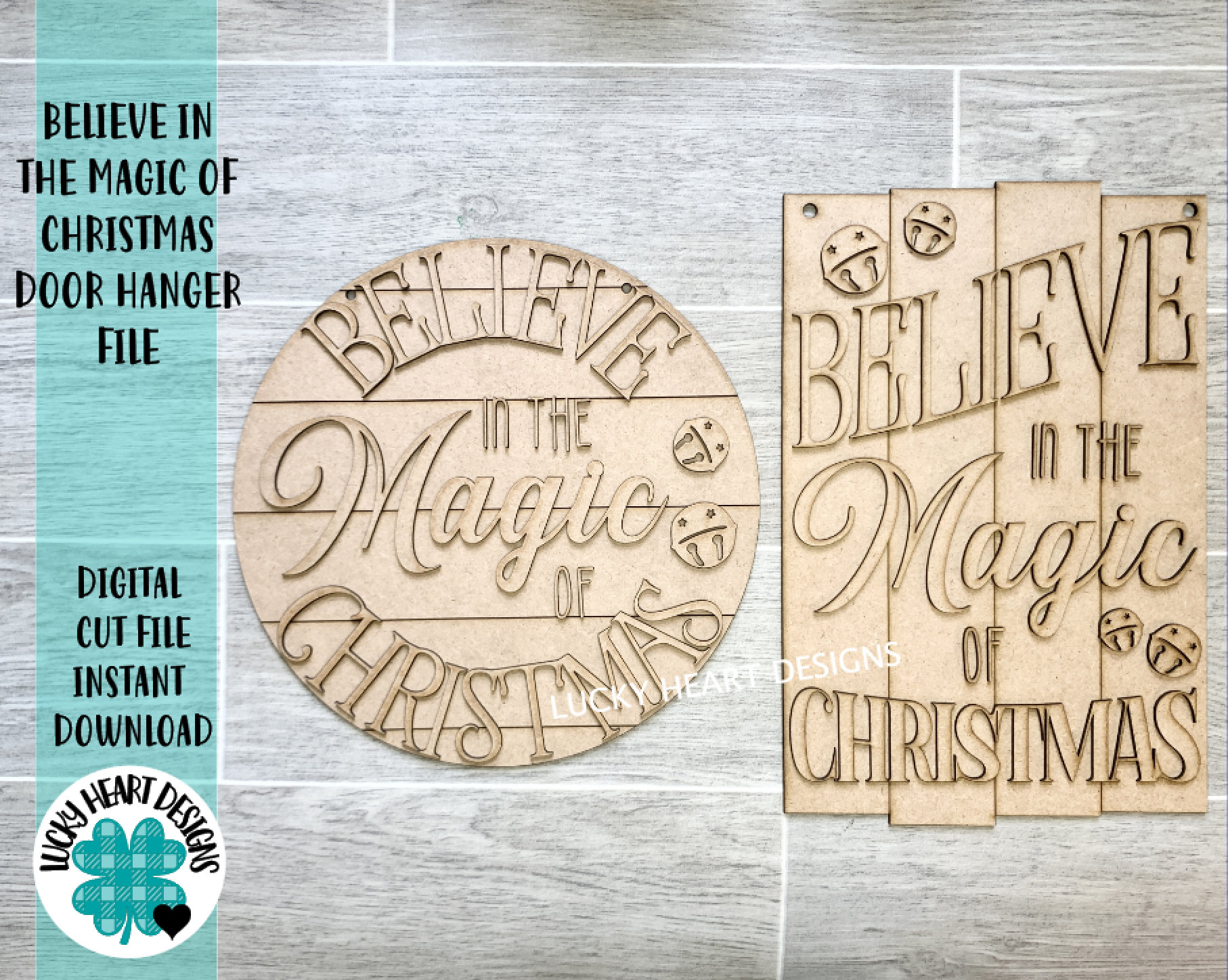 Believe in the Magic of Christmas Door Hanger File SVG, Holiday Glowf…
