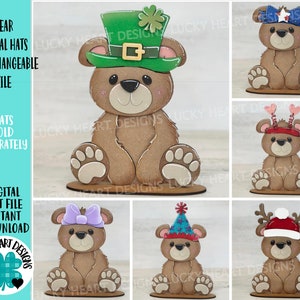 Beer dierenhoeden verwisselbaar MINI-bestand SVG, seizoensgebonden scheve teken, Kerstmis, vakantie, huisdier, gelaagde lade Glowforge, LuckyHeartDesignsCo