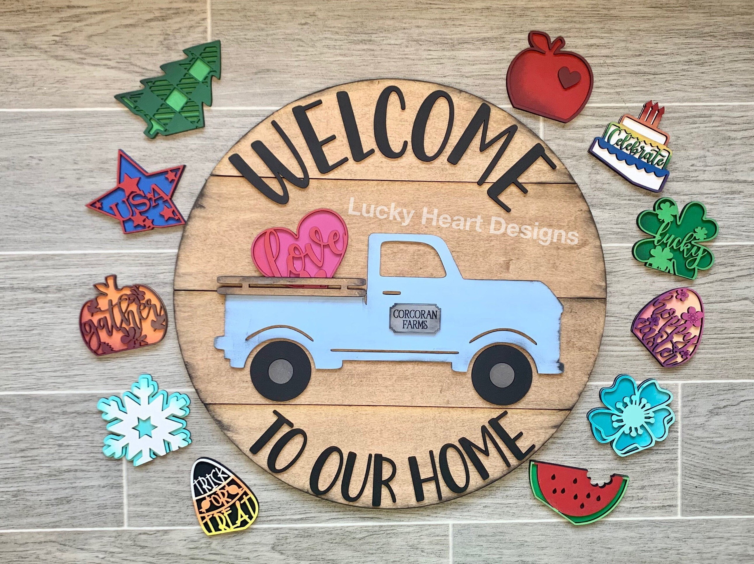 Interchangeable Truck With 12 Shapes Sign File SVG, Shiplap Door Hang…