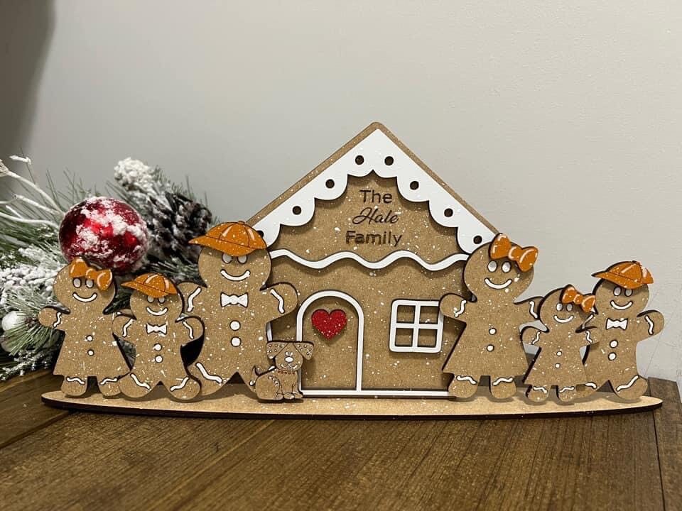 Standing Gingerbread Family File SVG File Glowforge - Etsy