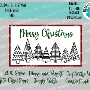 Holiday Christmas Tree Sign File SVG, Glowforge, LuckyHeartDesignsCo