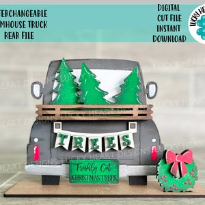 Interchangeable Farmhouse Truck Rear File SVG, Glowforge, LuckyHeartDesignsCo