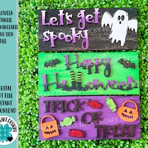 Halloween Rectangle Interchangeable Leaning Sign File SVG, Glowforge, LuckyHeartDesignsCo