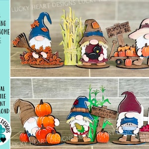 Fall Standing Small Gnome File SVG, Scarecrow Tiered Tray Holiday Decor, Glowforge, LuckyHeartDesignsCo