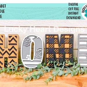 Alfabet Bundel, Stripe, Zigzag, Floral, Plaid, File SVG, Glowforge