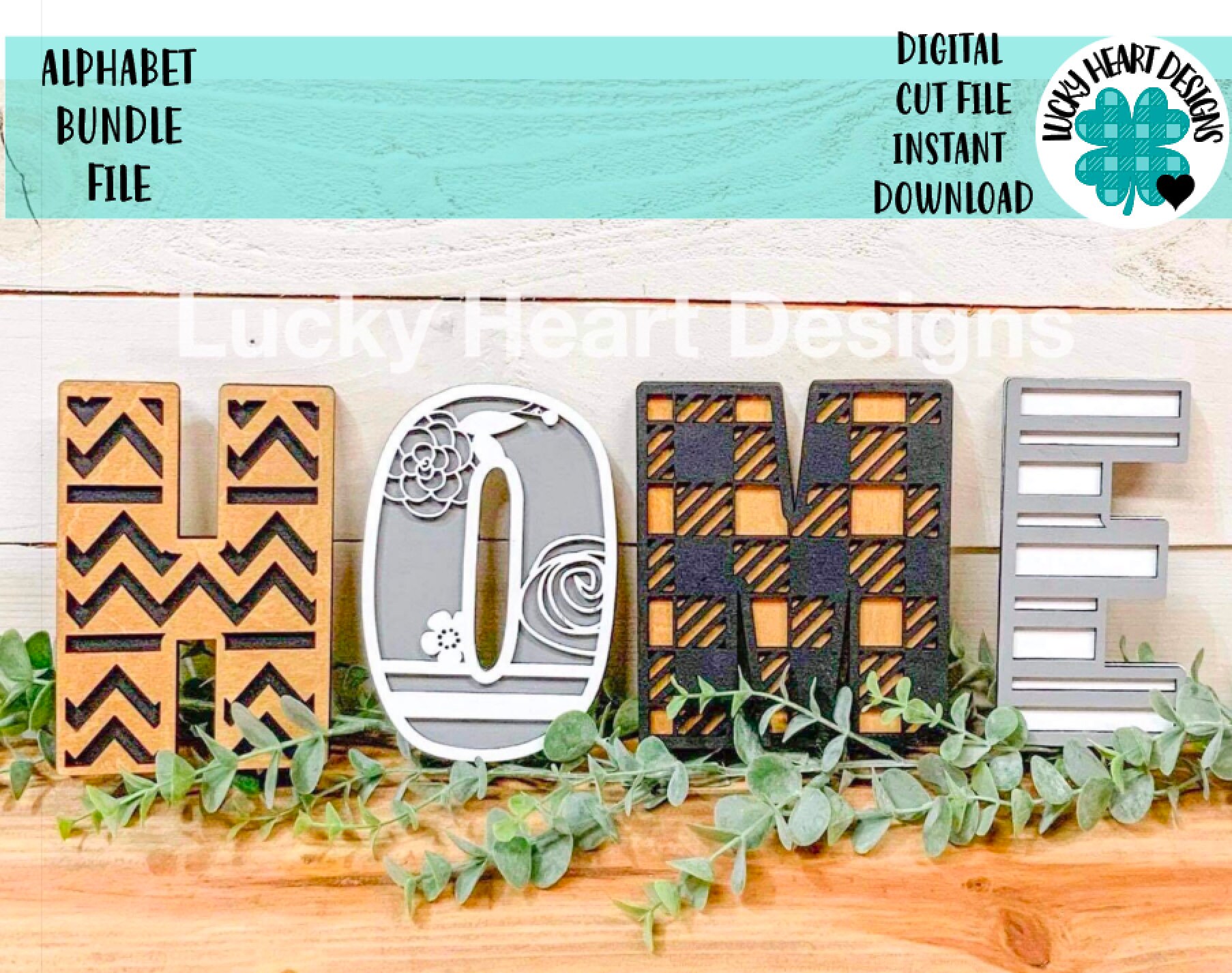 Alphabet Bundle, Stripe, Zigzag, Floral, Plaid, File SVG, Glowforge