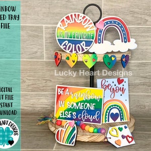 Rainbow Tiered Tray File SVG, Glowforge Tier Tray