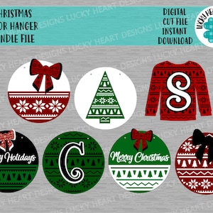 Christmas Door Hanger Bundle File SVG, Glowforge Holiday Sign Decor, LuckyHeartDesignsCo