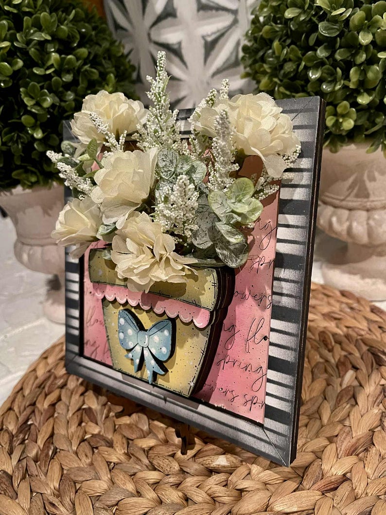 Spring Plant Flower Vase Pot Sign Trio File SVG, Glowforge, Mother's ...