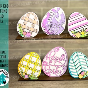 Standing Easter Egg Trio File, Glowforge, LuckyHeartDesignsCo