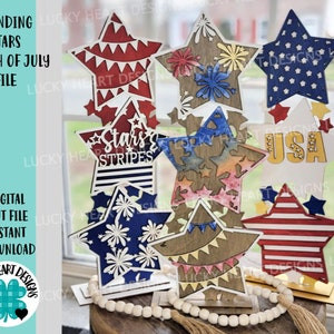 Stacking Stars Fourth Of July File SVG, America USA Glowforge, LuckyHeartDesignsCo