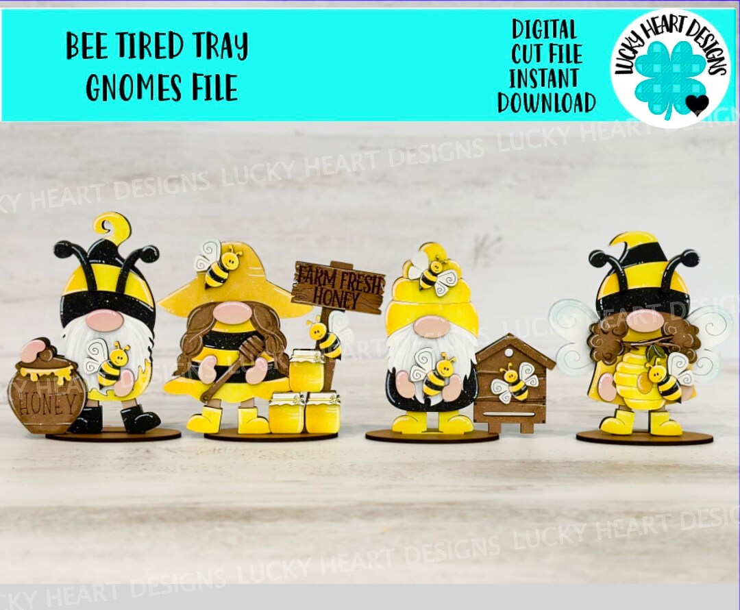 Bee Tiered Tray Gnome File SVG, Honey, Bumble Bee, Honey Pot, Glowforge ...