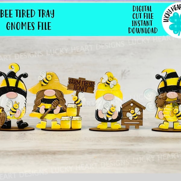 Bee Tiered Tray Gnome File SVG, Honey, Bumble Bee, Honey Pot, Glowforge,  LuckyHeartDesignsCo