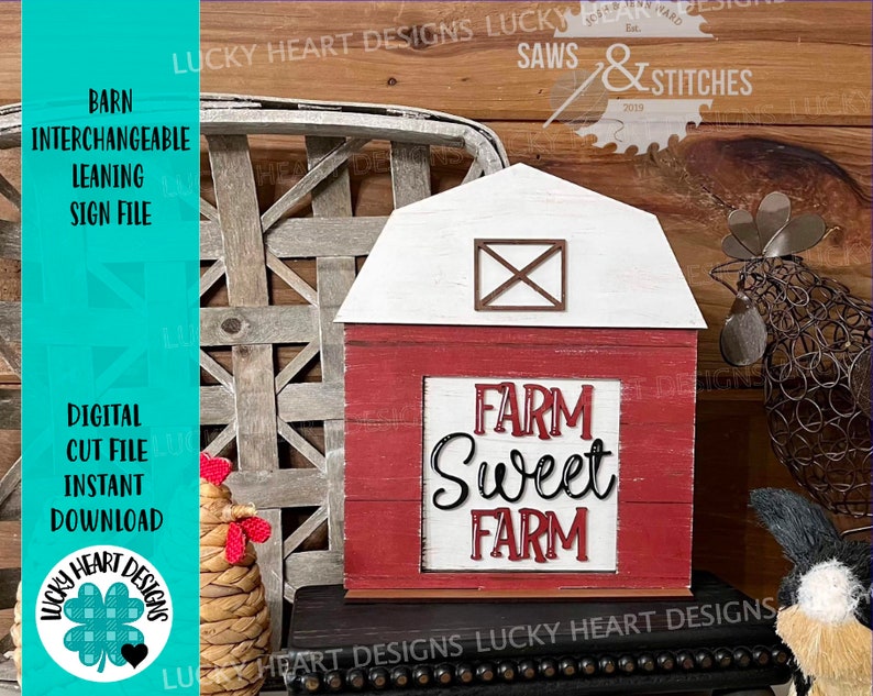 Barn Interchangeable Leaning Sign File SVG, Farm Glowforge ...