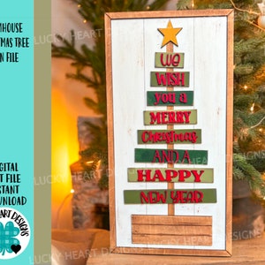 Farmhouse Christmas Tree Sign File SVG, Glowforge, Pallet, Personalized, New Year, LuckyHeartDesignsCo