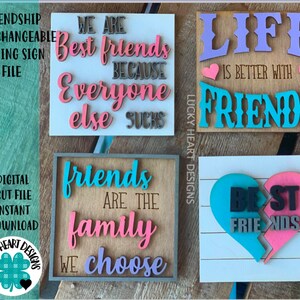 Vriendschap Verwisselbare Leunend Teken Bestand SVG, Beste Vrienden Glowforge, LuckyHeartDesignsCo