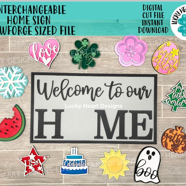 Interchangeable HOME Sign Glowforge Sized File SVG, Home sweet Home