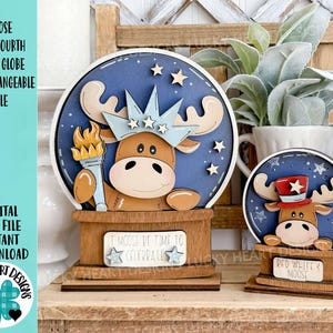 Arquivo intercambiável SVG para globo de neve de 4 de julho, TINY Glowforge, Estátua da Liberdade, América, EUA, bandeja em camadas LuckyHeartDesignsCo