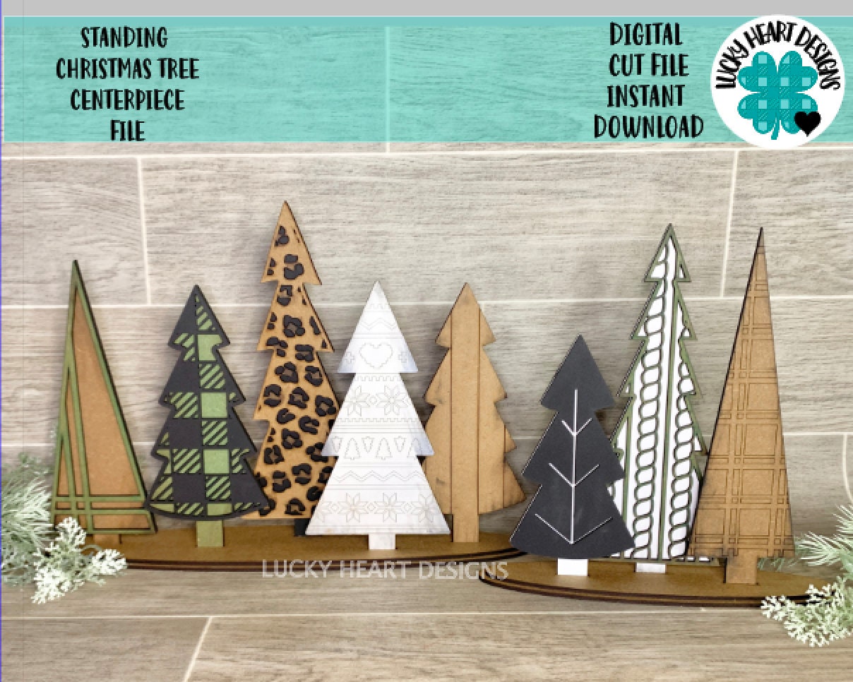 Standing Holiday Trees Centerpiece Complete DIY KIT File SVG, Christm…
