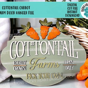 Cottontail Carrot Farm Door Hanger File SVG, Bunny, Easter, Glowforge, LuckyHeartDesignsCo