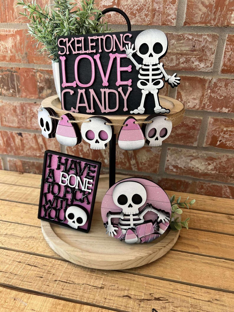 Skeleton Halloween Tiered Tray File SVG, Tier Tray, Boo, Spooky, Candy ...