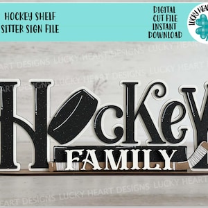 Arquivo de placa de pé de Hockey Shelf Sitter SVG, Glowforge, Esportes, Disco, Presente de treinador, LuckyHeartDesignsCo