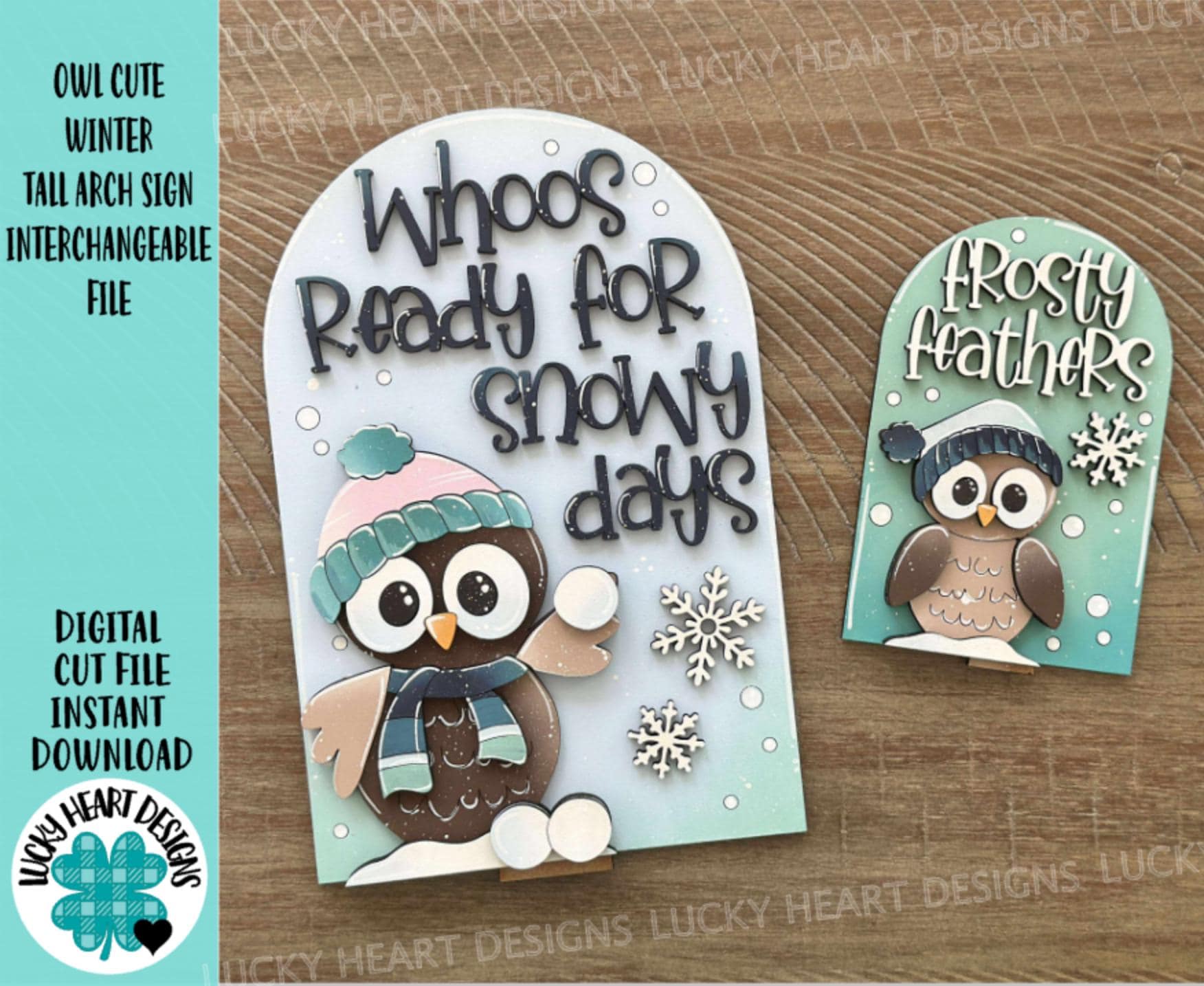 Winter Owl Tall Arch Sign Interchangeable File SVG, TINY, INSERT only Snowmen Snowman Glowforge, Hol