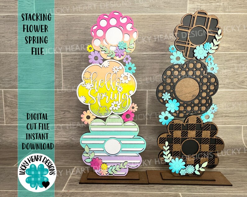 Stacking Flower Spring File SVG, Glowforge, Luckyheartdesignsco - Etsy