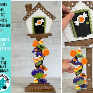 Bonbons d'Halloween pour le nichoir fichier interchangeable SVG, Glowforge, automne, saisonnier, formes de vacances, LuckyHeartDesignsCo
