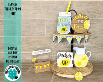 Lemon Tiered Tray File SVG, Glowforge Lemonade tier tray