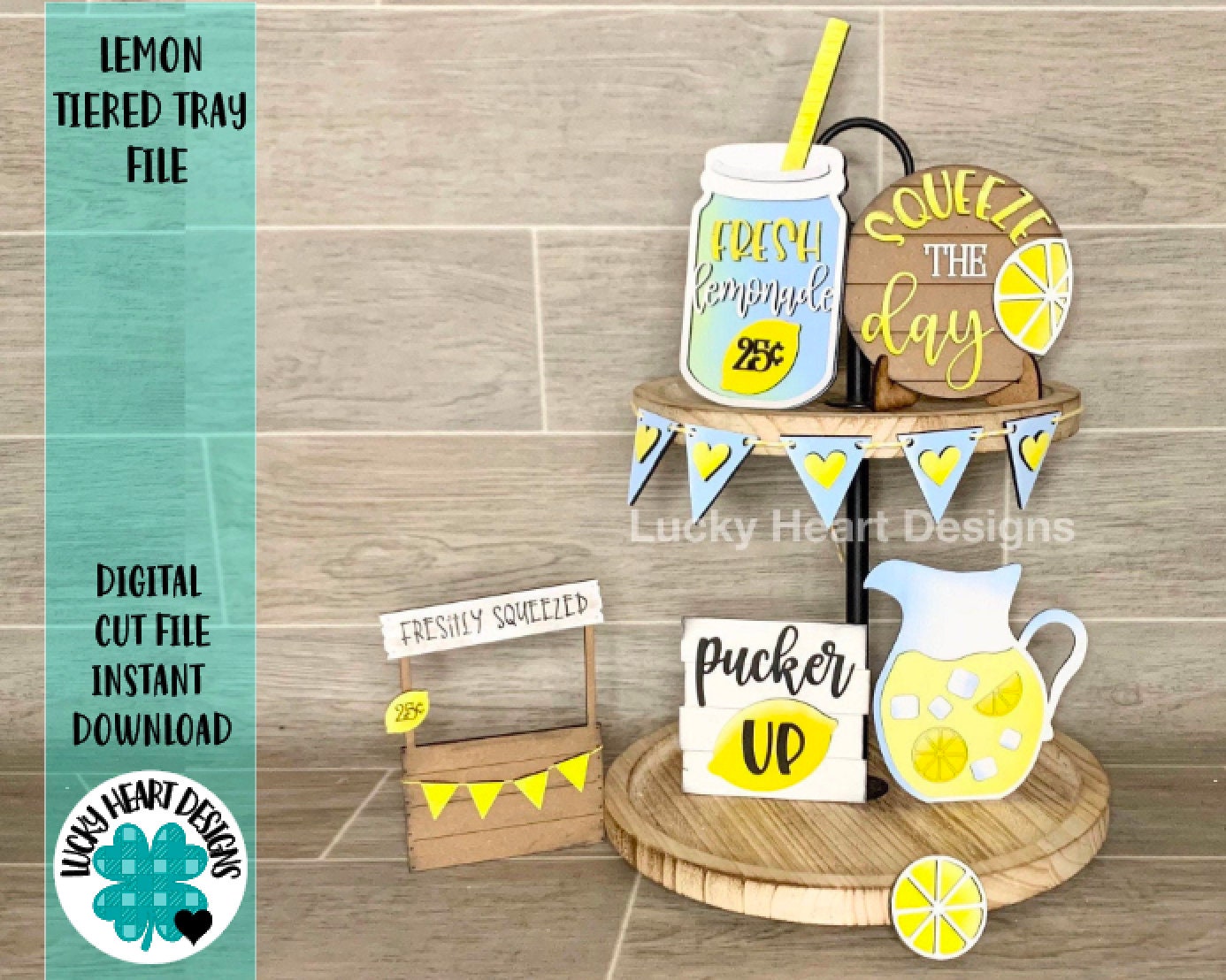 Lemon Tiered Tray File SVG, Glowforge Lemonade tier tray