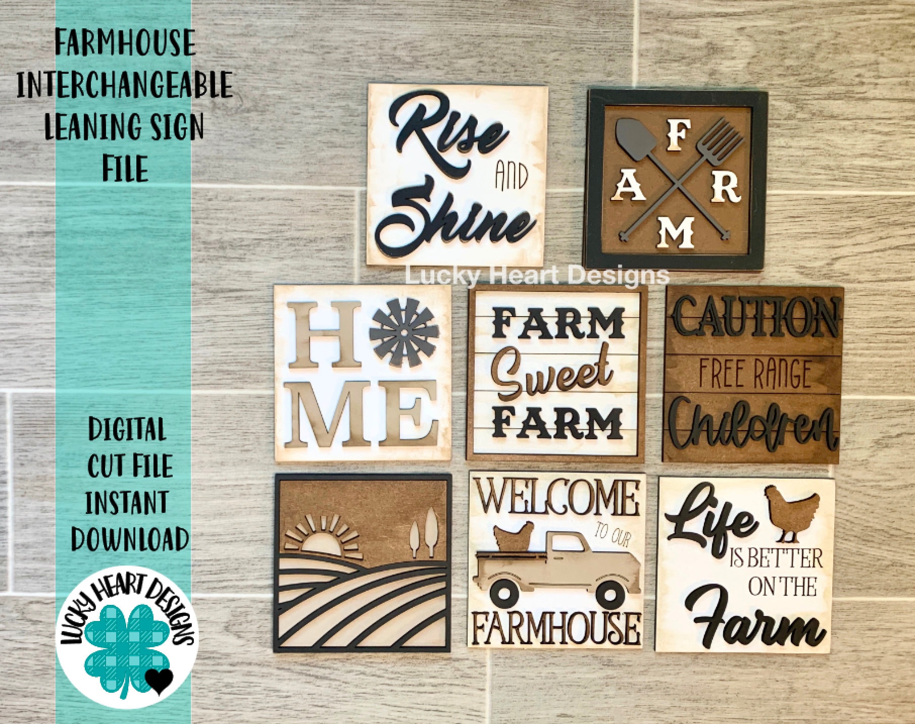 Farmhouse Leaning Sign File SVG, Farm Tiered Tray Glowforge, LuckyHea…