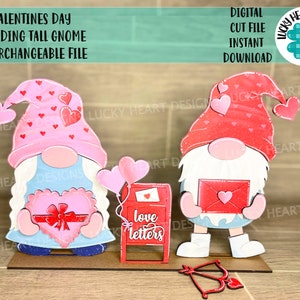 Valentines Day Standing Tall Gnome Interchangeable File SVG, (add on-gnomes sold separately) Glowforge, LuckyHeartDesignsCo