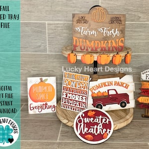 File del vassoio a più livelli autunnale SVG, Laser Glowforge, Zucca, LuckyHeartDesignsCo