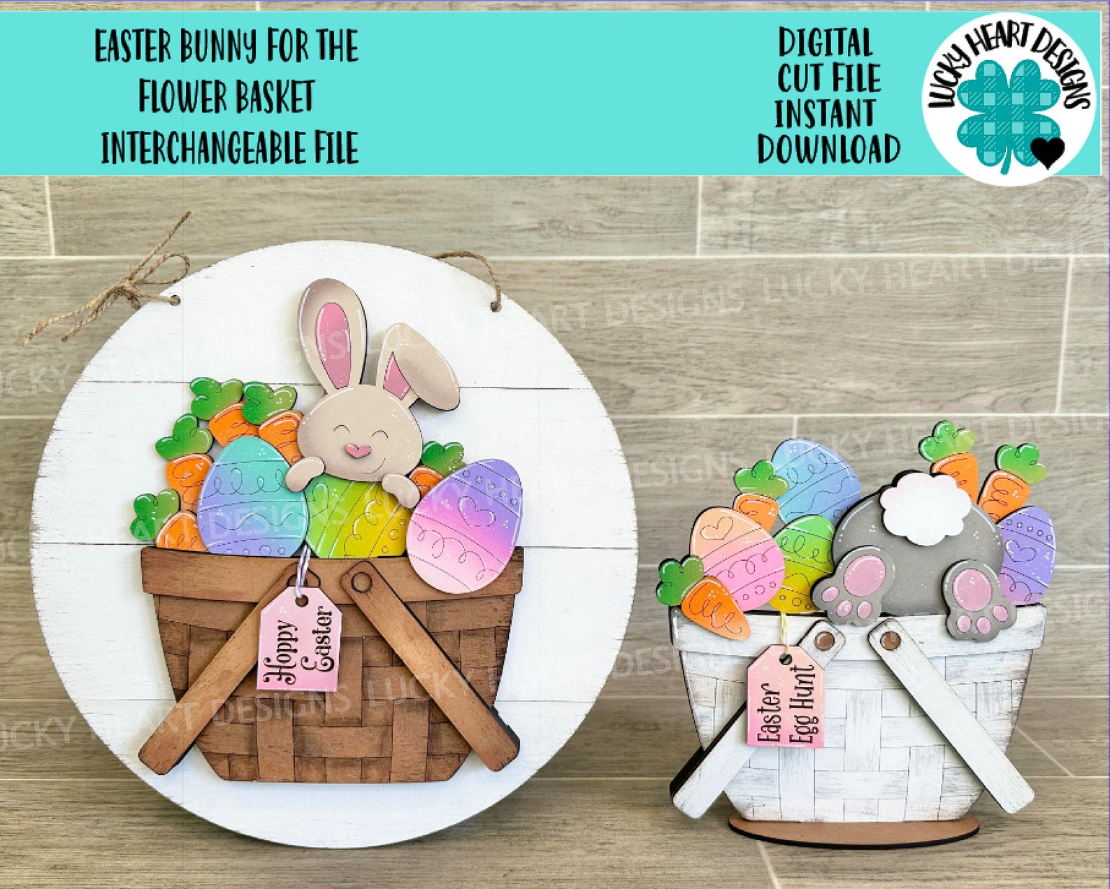 Easter Bunny for the Flower Basket Interchangeable File SVG, Easter Egg ...