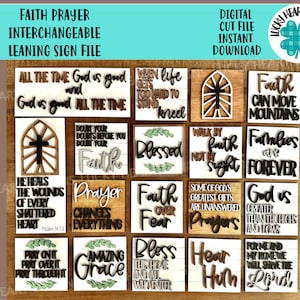 Faith Prayer interchangeable Leaning Sign File SVG, Church Religious Tiered Tray, Glowforge, LuckyHeartDesignsCo