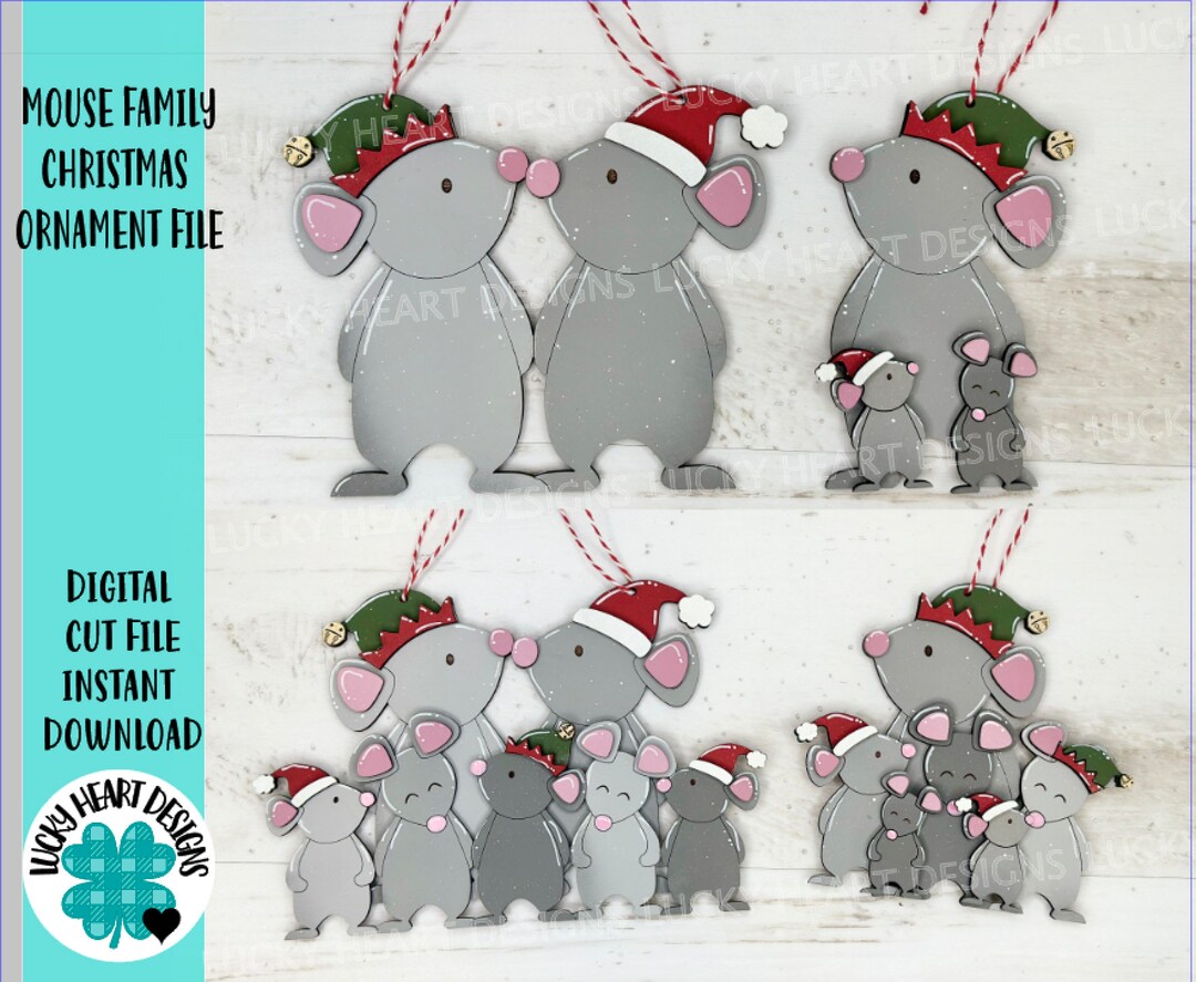 Mouse Family Christmas Ornament File SVG, File SVG,